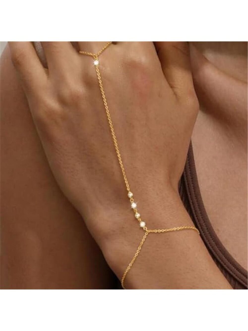 Hand Chain for Women Ring Bracelet Hand Chain Dainty Gold Finger Ring Slave